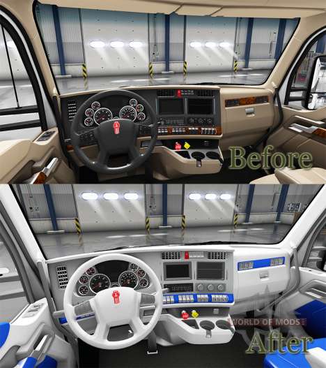 L'intérieur est Blanc et Bleu pour Kenworth T680 pour American Truck Simulator