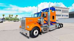 Скин Blaue Streifen auf Orange на Kenworth W900 für American Truck Simulator
