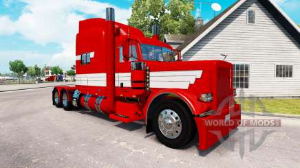 Скин Blanc Rayures sur Peinture Rouge на Peterbilt 389 pour American Truck Simulator