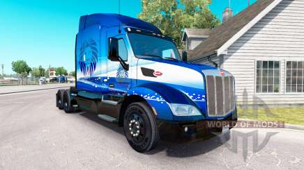 Haut-Blauen Löwen-Verkehr auf Sattelschlepper Peterbilt für American Truck Simulator