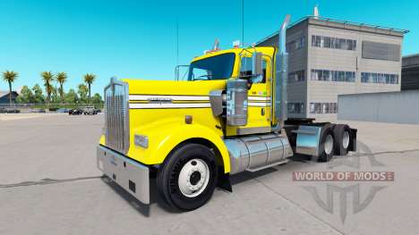 Peau Lisse, Jaune sur le camion Kenworth W900 pour American Truck Simulator