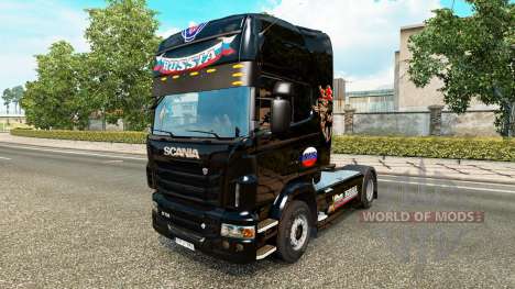 Haut Russland Schwarz auf der Zugmaschine Scania für Euro Truck Simulator 2