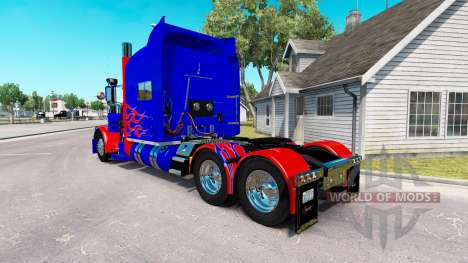 La peau Optimus Prime v2.0 tracteur Peterbilt 38 pour American Truck Simulator