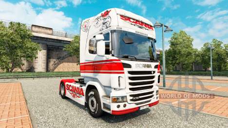 Blanc de peau-rouge sur un tracteur Scania pour Euro Truck Simulator 2