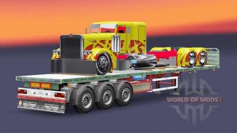 La semi-remorque plate-forme de fret camion Pete pour Euro Truck Simulator 2