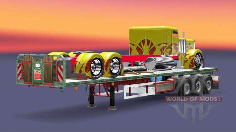 La semi-remorque plate-forme de fret camion Pete pour Euro Truck Simulator 2