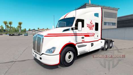 La peau Canadien Express Blanc tracteur Kenworth pour American Truck Simulator