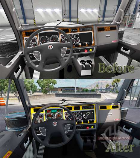 Das Interieur ist Gelb-Grau bis Kenworth W900 für American Truck Simulator