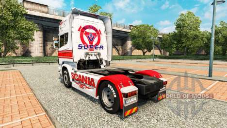 Haut-Weiss-rot auf eine Zugmaschine Scania für Euro Truck Simulator 2