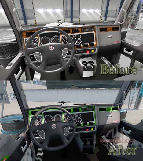 Intérieur Vert-de-gris pour Kenworth W900 pour American Truck Simulator