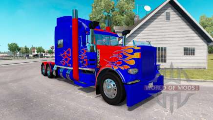 La peau Optimus Prime v2.0 tracteur Peterbilt 389 pour American Truck Simulator
