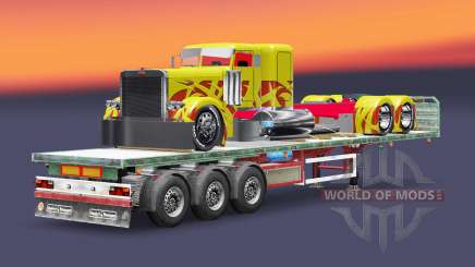 La semi-remorque plate-forme de fret camion Peterbilt pour Euro Truck Simulator 2