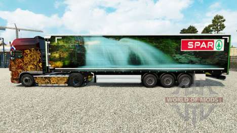 La peau Spar Natur Pur sur un rideau semi-remorq pour Euro Truck Simulator 2