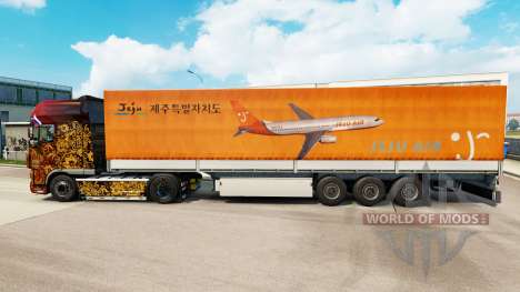La peau Jeju Air des remorques pour Euro Truck Simulator 2