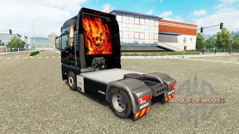 Haut, Schädel auf Feuer auf einem Traktor MAN für Euro Truck Simulator 2