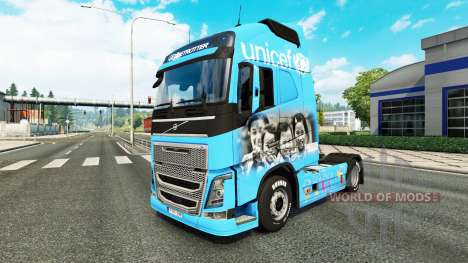 Unicef-skin für den Volvo truck für Euro Truck Simulator 2