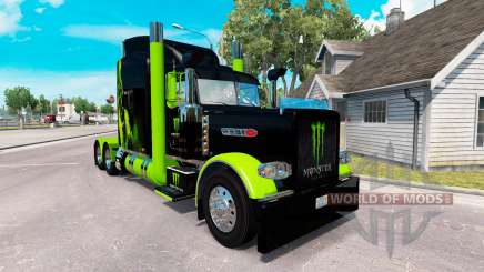 La peau Monster Energy Vert sur le camion Peterbilt 389 pour American Truck Simulator