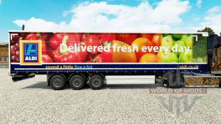 Haut Aldi Frisch Geliefert auf einem Vorhang semi-trailer für Euro Truck Simulator 2