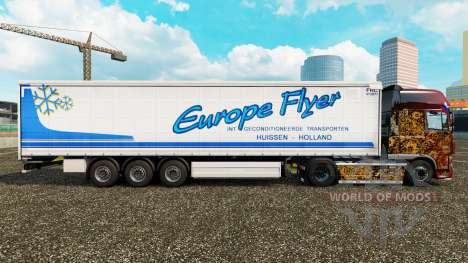 Haut Europe Flyer auf einem Vorhang semi-trailer für Euro Truck Simulator 2