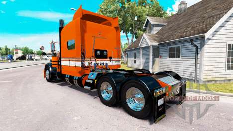 Скин Orange mit Weißen Streifen на Peterbilt 389 für American Truck Simulator