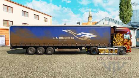 Haut-J. S. Logistik AG auf einen Vorhang semi-tr für Euro Truck Simulator 2