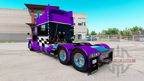 Скин Lila und Schwarz checker на Peterbilt 389 für American Truck Simulator