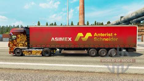 La peau Asimex sur un rideau semi-remorque pour Euro Truck Simulator 2