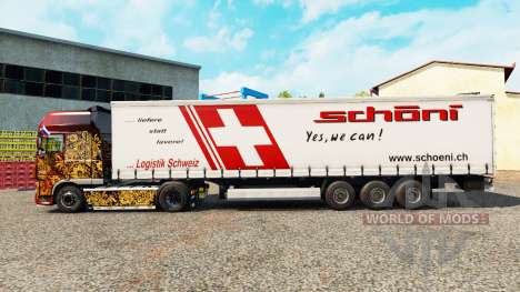 La peau Schoni sur un rideau semi-remorque pour Euro Truck Simulator 2