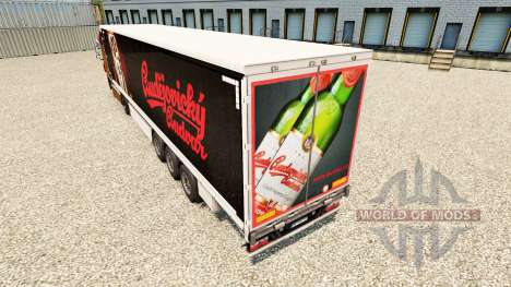 La peau Budweiser sur un rideau semi-remorque pour Euro Truck Simulator 2