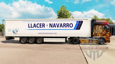 La peau Llacer y Navarro sur un rideau semi-remo pour Euro Truck Simulator 2