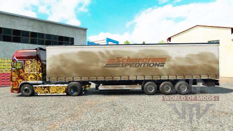 La peau Spedition Scherer sur un rideau semi-rem pour Euro Truck Simulator 2