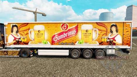Haut Gambrinus auf einem Vorhang semi-trailer für Euro Truck Simulator 2