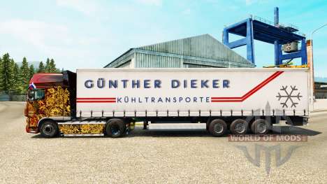 La peau Gunther Dieker sur un rideau semi-remorq pour Euro Truck Simulator 2