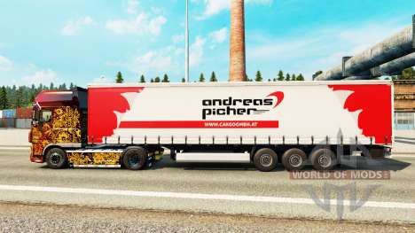 La peau Andreas Picher sur un rideau semi-remorq pour Euro Truck Simulator 2