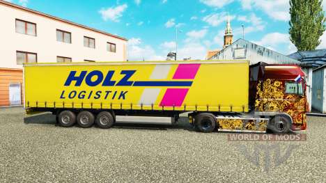 La peau Holz Logistik sur un rideau semi-remorqu pour Euro Truck Simulator 2