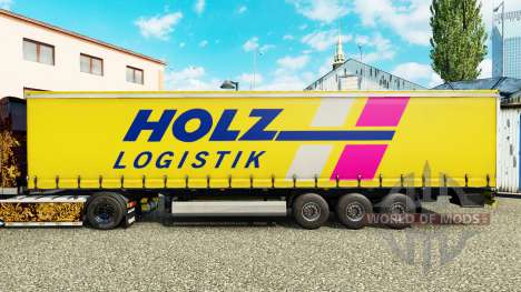 Haut Holz Logistik auf einen Vorhang semi-traile für Euro Truck Simulator 2
