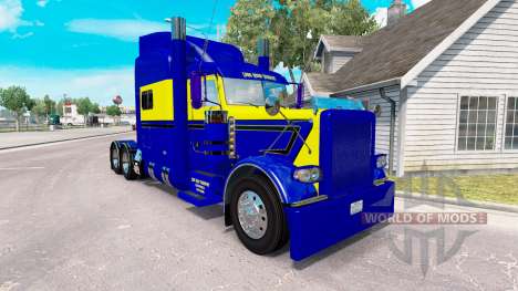 Peau Bleu-jaune pour le camion Peterbilt 389 pour American Truck Simulator