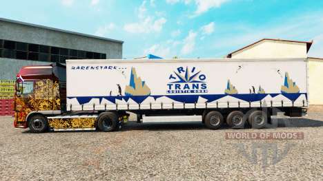 Trio de Trans peau sur la semi-remorque à rideau pour Euro Truck Simulator 2