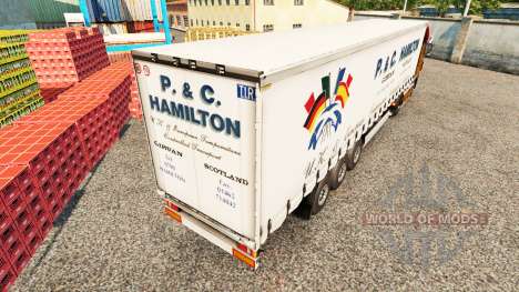 La peau P.&C. Hamilton sur un rideau semi-remorq pour Euro Truck Simulator 2
