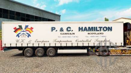 La peau P.&C. Hamilton sur un rideau semi-remorque pour Euro Truck Simulator 2