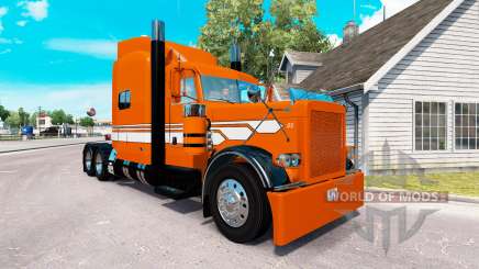 Скин Orange avec des Bandes Blanches на Peterbilt 389 pour American Truck Simulator