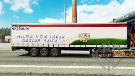 La peau Bauer sur un rideau semi-remorque pour Euro Truck Simulator 2