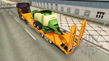 Low-frame Schleppnetzen Fliegl mit der Ballenpre für Euro Truck Simulator 2