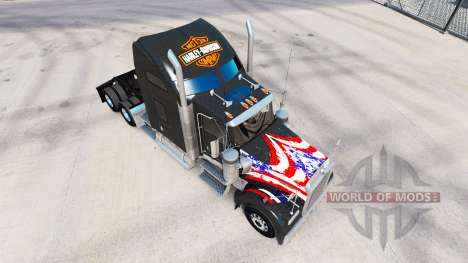 La peau Harley-Davidson sur le camion Kenworth W pour American Truck Simulator