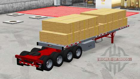 Vier-Achs-semi-Tieflader-Plattform mit der Ladun für American Truck Simulator