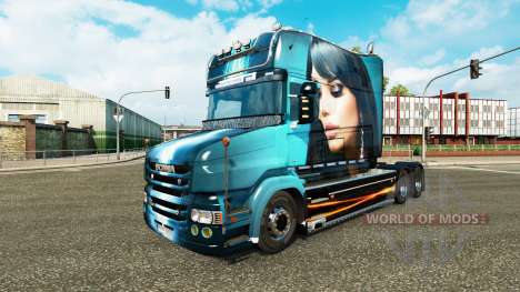 Schöne Mädchen-skin für den truck Scania T für Euro Truck Simulator 2