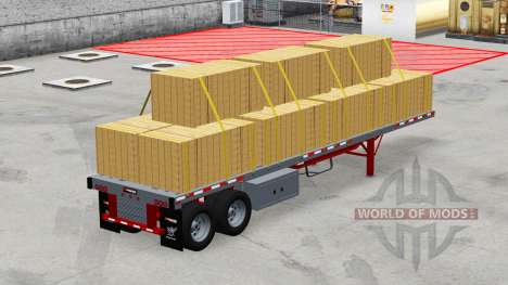 Deux essieux de la semi-remorque à plate-forme a pour American Truck Simulator
