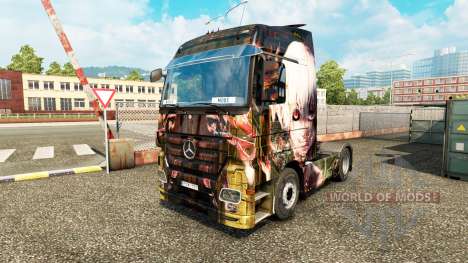 La peau de Tokyo Ghoul sur un tracteur Mercedes- pour Euro Truck Simulator 2