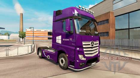 Skin Windows 10 an das Zugfahrzeug Mercedes-Benz für Euro Truck Simulator 2