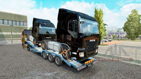 Semi-trailer-Auto-Träger mit Fracht-LKW für Euro Truck Simulator 2